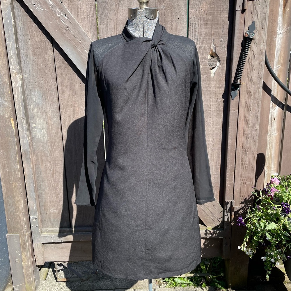 Mia Melon black chiffon dress